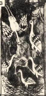 3. G�ly�k, cs�r�kben k�gy�val. Templomi mennyezet r�szlete (Noszvaj, Borsod m., 1734) Eger, Dob� Istv�n M�zeum