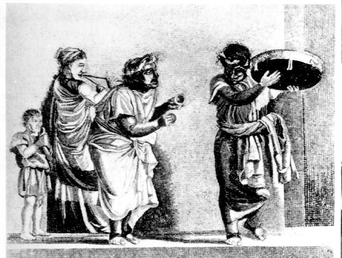 Komikus jelenet egy Pompeji-i mozaikon