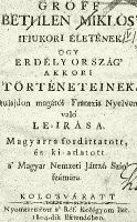 Bethlen Mikl�s k�tete (42450 bytes)