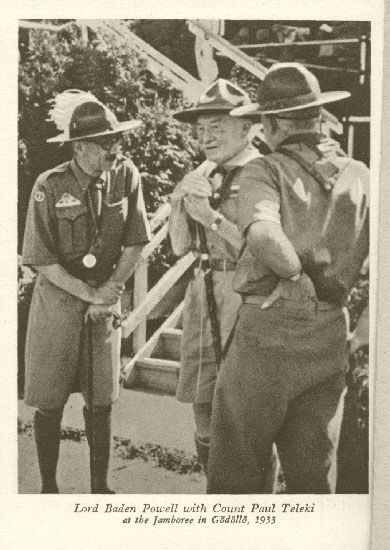 
Lord Baden Powell with Count Paul Teleki at the Jamboree in G�d�ll�, 1933